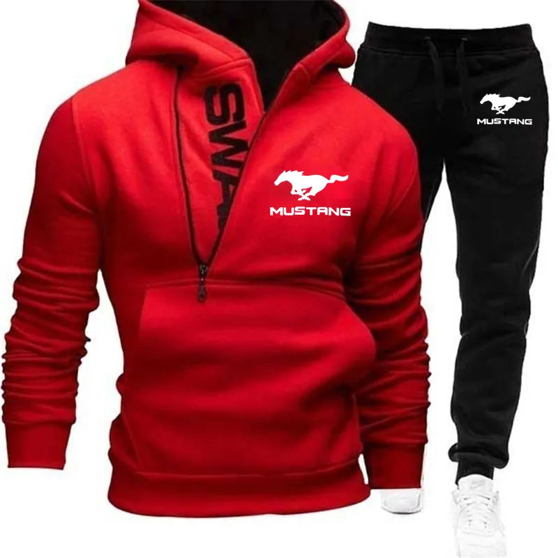 Ford Mustang pullover+pants casual sports Men's 2-piece set