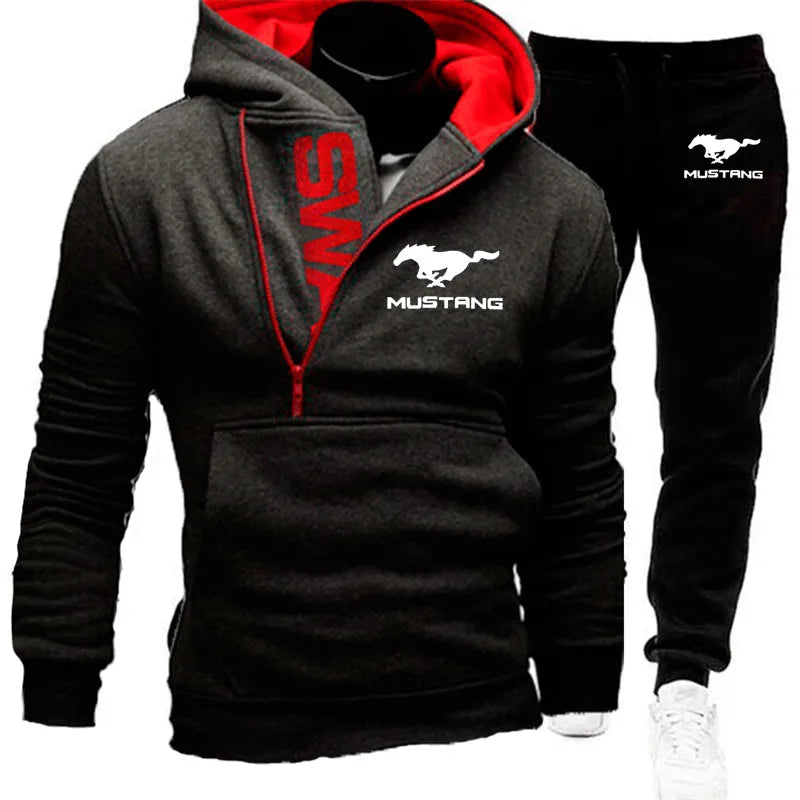 Ford Mustang pullover+pants casual sports Men's 2-piece set