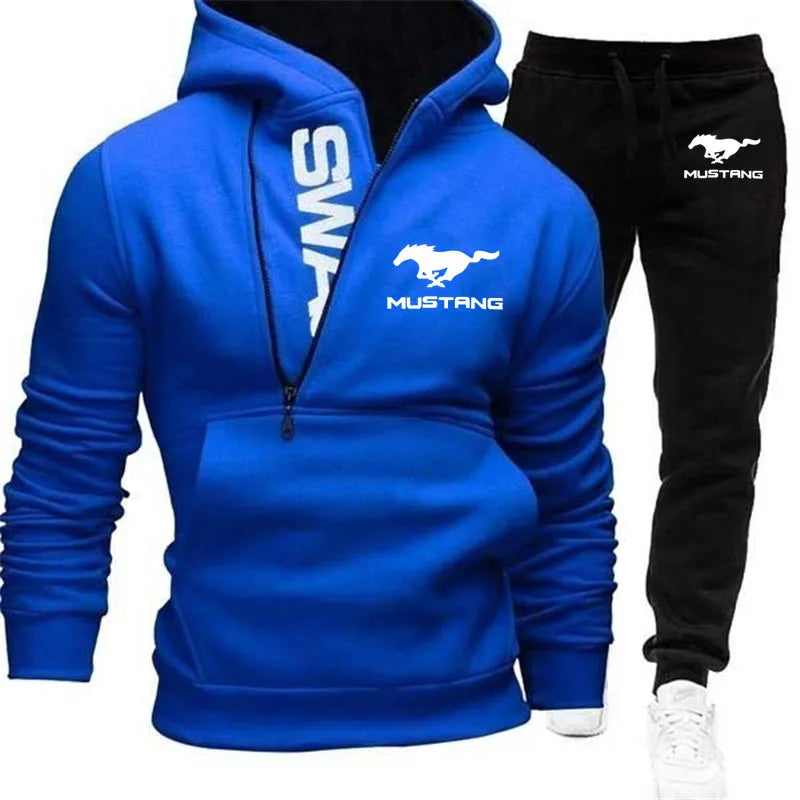 Ford Mustang pullover+pants casual sports Men's 2-piece set