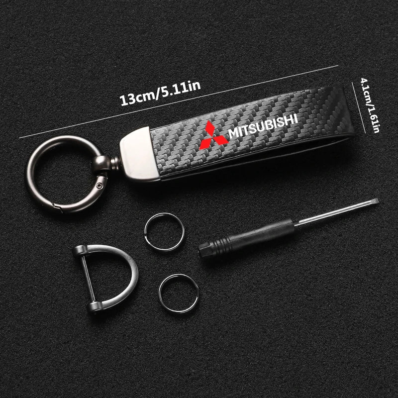 Mitsubishi Car Keychain Carbon Fiber