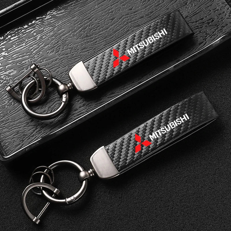 Mitsubishi Car Keychain Carbon Fiber