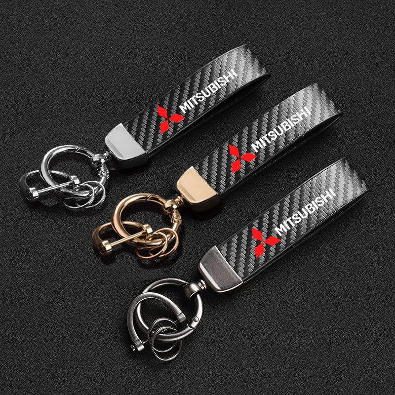 Mitsubishi Car Keychain Carbon Fiber