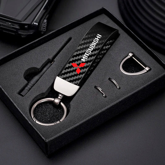 Mitsubishi Car Keychain Carbon Fiber