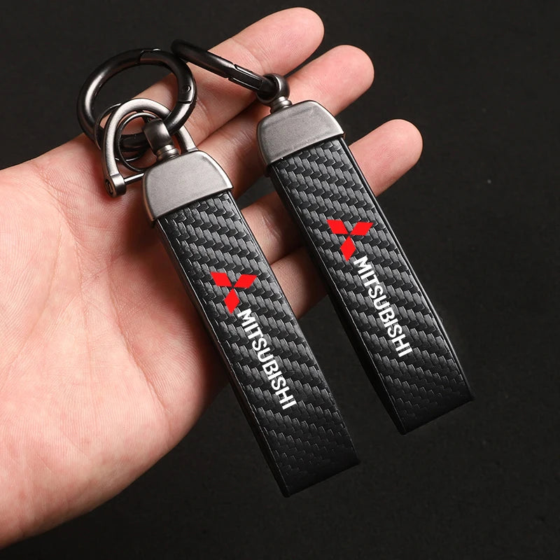 Mitsubishi Car Keychain Carbon Fiber